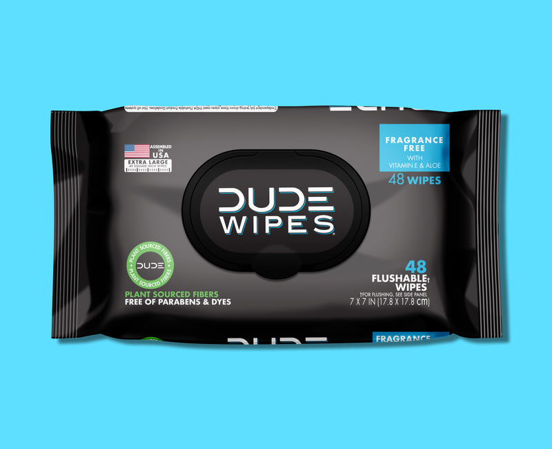 Package of the DUDE Wipes Fragrance Free 48ct