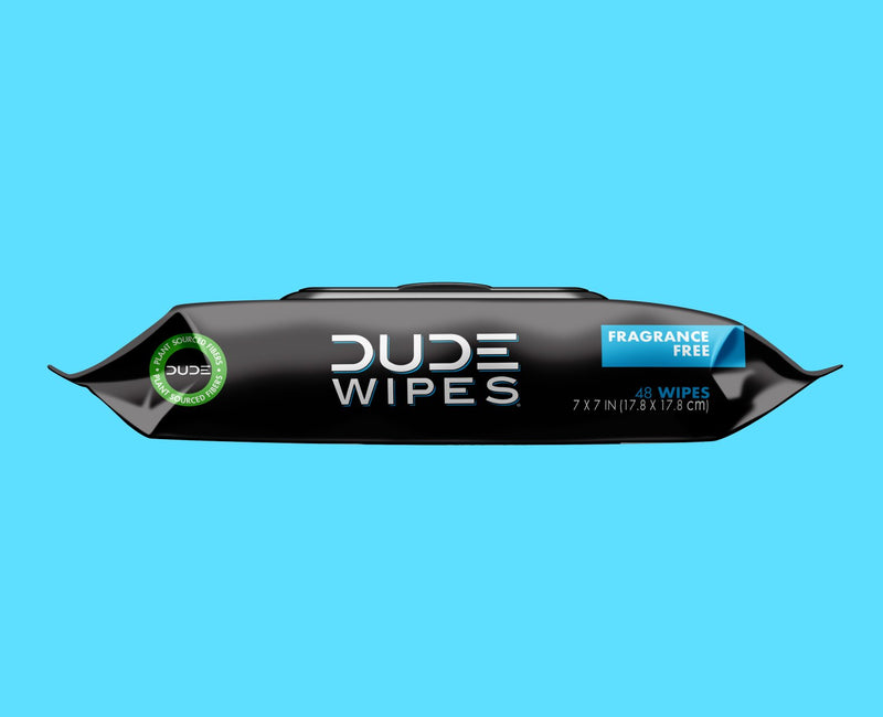 Side view of the DUDE Wipes Fragrance Free 48ct Package