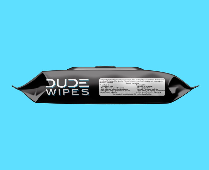 Side view of the DUDE Wipes Fragrance Free 48ct Package