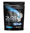 exclude|Packaging for the DUDE Bombs product containing 40 pods. Tagline: The fragrance oils create a barrier that keeps odor in the toilet and instantly neutralizes stank in the air